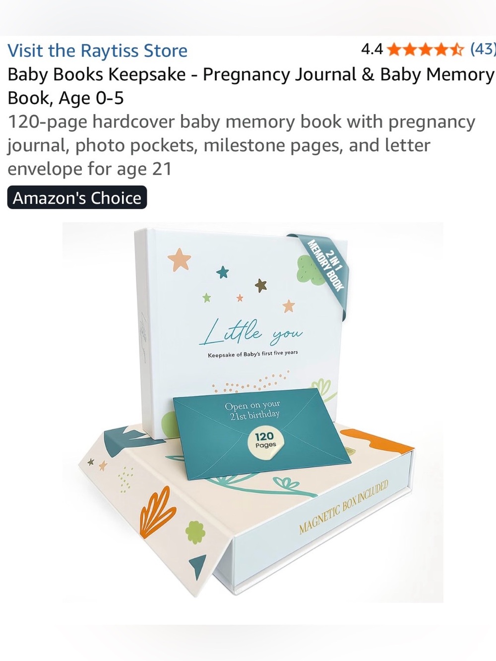 NEW Baby Book Keepsake 120 Page Memory Book New In Box #Lux-K2
